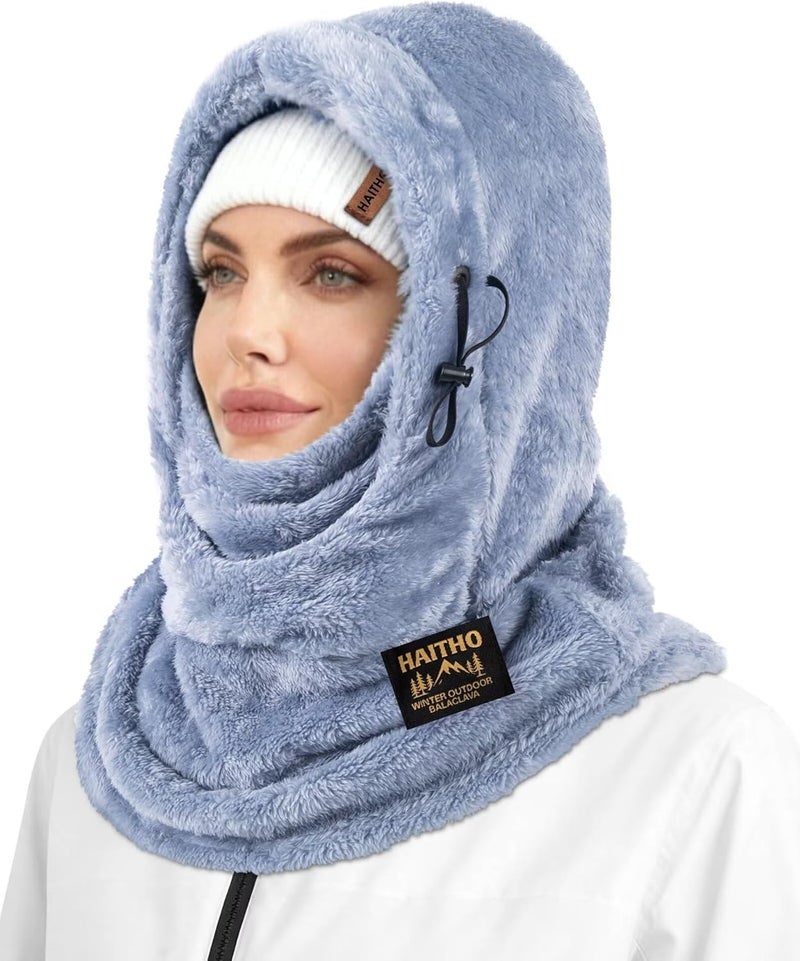 HAITHO Ski Mask Balaclava for Women Men, Winter Full Face Mask Hooded Scarf for Cold Weather, Warm Fleece Head Cover Neck Warmer - Image 1